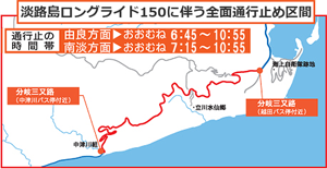 淡路島ロングライドに伴う全面通行止め区間